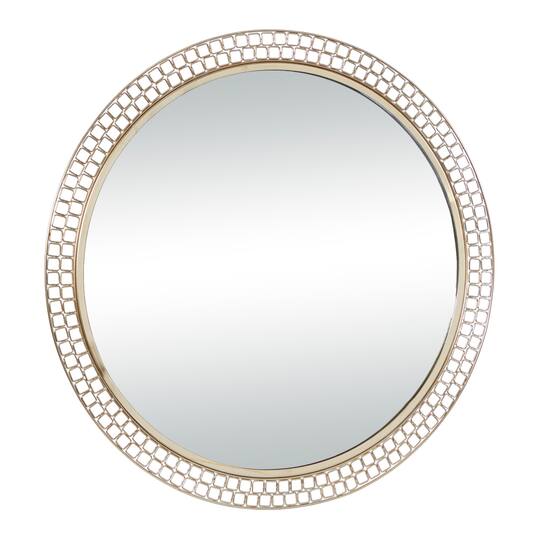 37" Gold Metal Contemporary Round Wall Mirror